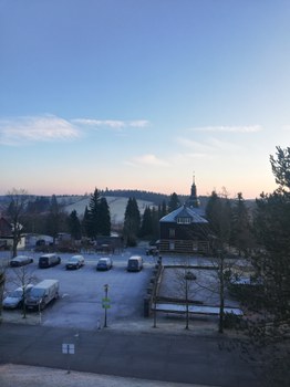 Blick auf Schellerhau beim Sonnenaufgang